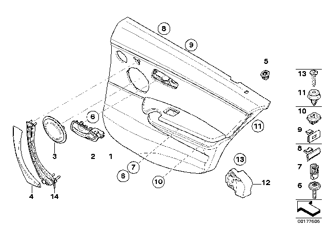 2011 BMW 328i xDrive Door Trim, Rear Diagram