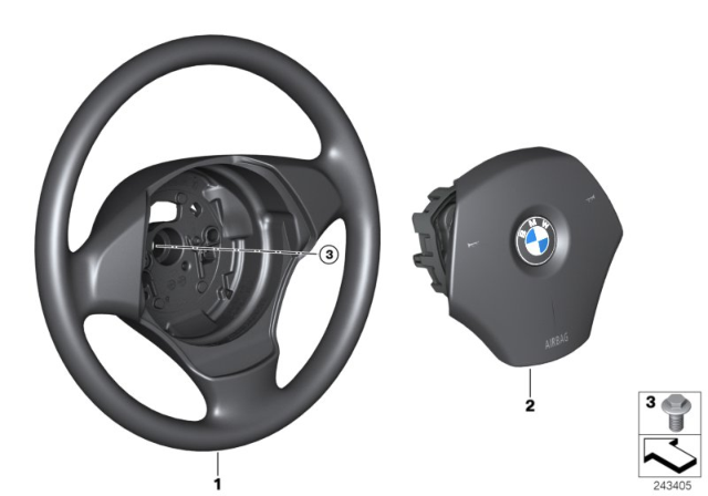 2010 BMW 328i Steering Wheel Airbag Diagram