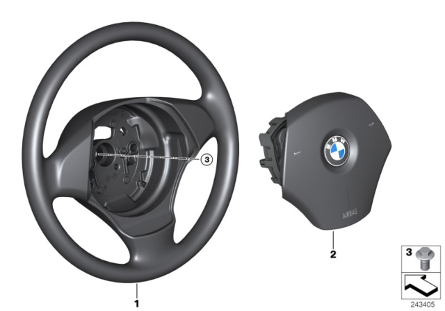 2012 BMW 328i Steering Wheel Airbag Diagram