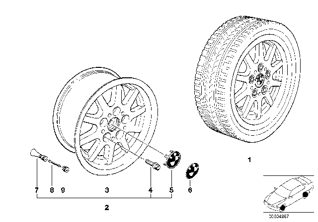 1995 BMW 318i 10-Spoke Styling Diagram