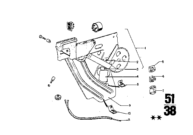 1973 BMW 3.0CS Window Guide Diagram 1