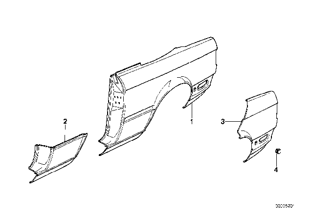 1988 BMW 325i Section Of Rear Left Fender Diagram for 41358134667