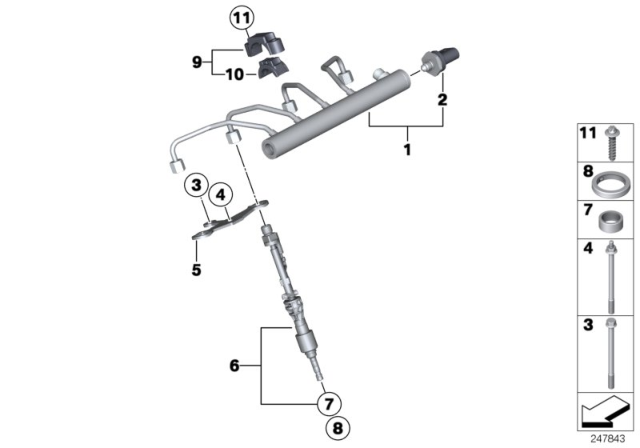 2017 BMW X3 High-Pressure Rail / Injector / Mounting Diagram