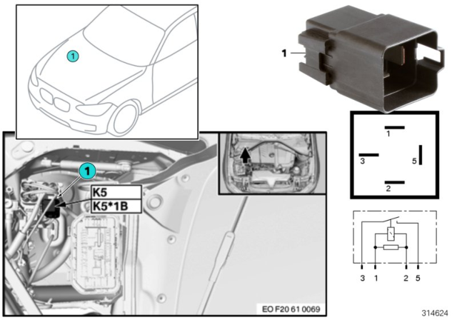 2016 BMW M235i Relay, Electric Fan Motor Diagram 2