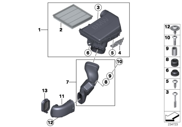2011 BMW X3 Intake Silencer / Filter Cartridge Diagram