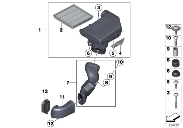 2017 BMW X3 Intake Silencer / Filter Cartridge Diagram