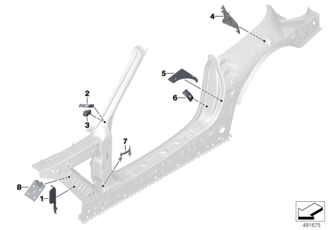 2020 BMW Z4 Cavity Shielding, Side Frame Diagram