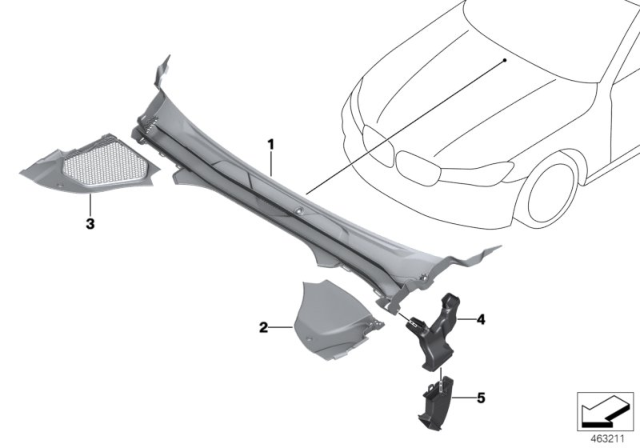 2019 BMW 640i xDrive Gran Turismo COWL COVER PANEL, PART 3 Diagram for 51717404749