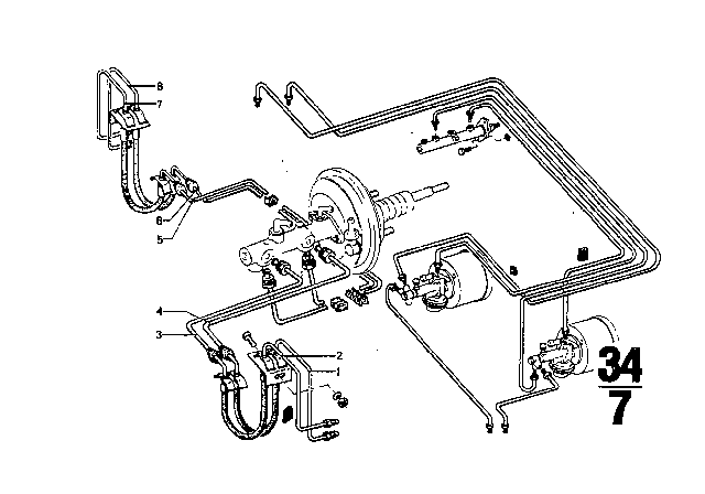 1973 BMW 3.0CS Brake Pipe Diagram 1