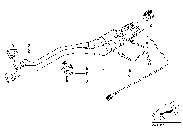 1997 BMW 528i Catalytic Converter / Front Silencer Diagram 1