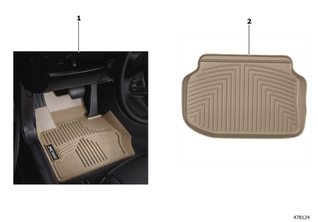 2006 BMW 325i All Weather Floor Liners Diagram