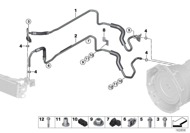 2011 BMW M3 Transmission Oil Cooler Line, Return Diagram for 17222283585