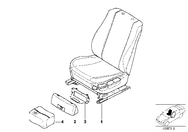 2000 BMW 750iL Seat, Front, Complete Seat Diagram 1