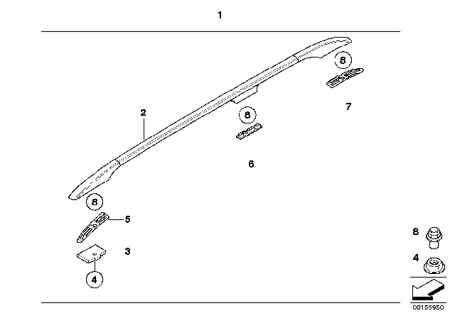 2002 BMW 540i Roof Railing, Right Diagram for 51138193028