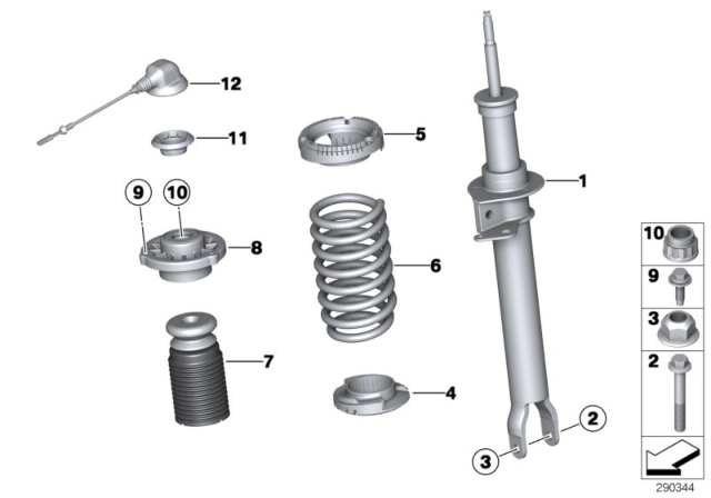 2017 BMW M6 Front Left Spring Strut Diagram for 31312284845