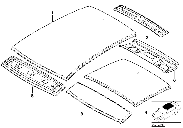 1999 BMW Z3 M Roof Panel Diagram for 41318400045