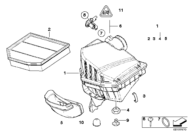 2008 BMW X3 Intake Silencer / Filter Cartridge Diagram