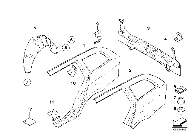 2007 BMW 328xi Cover, Wheel Housing, Rear Right Diagram for 51717143852