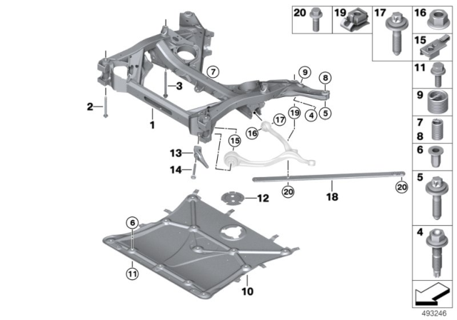 2020 BMW Z4 FRONT AXLE SUPPORT Diagram for 31106878608