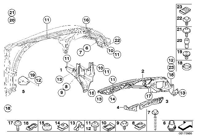 2013 BMW X6 Front Side Panel / Mounting Parts Diagram