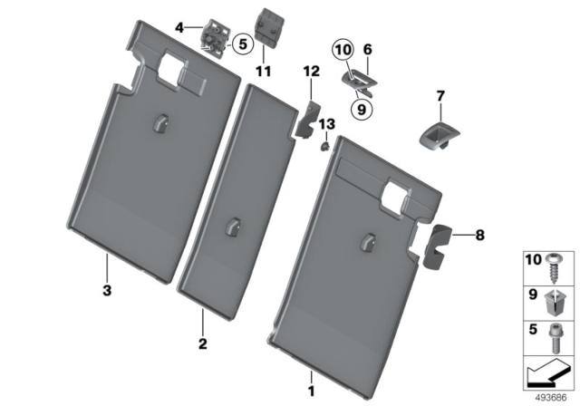 2014 BMW X3 Seat, Rear, Seat Trims Diagram