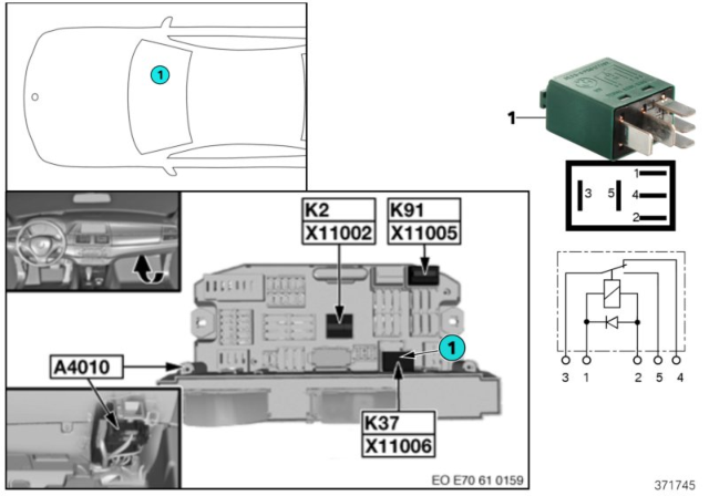 2012 BMW X5 Relay, Wiper Diagram