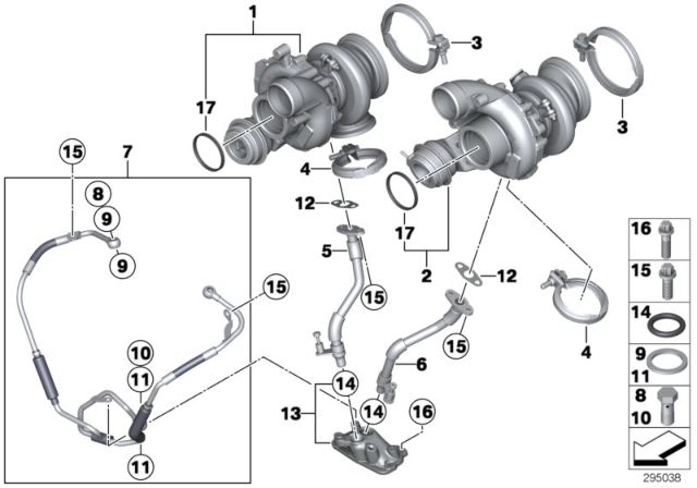 2010 BMW X6 M Exchange-Turbo Charger Diagram for 11657848116