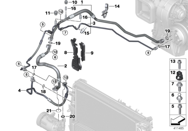 2019 BMW X1 Coolant Lines Diagram