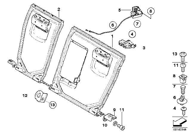 2013 BMW M3 Seat, Rear, Seat Frame Diagram