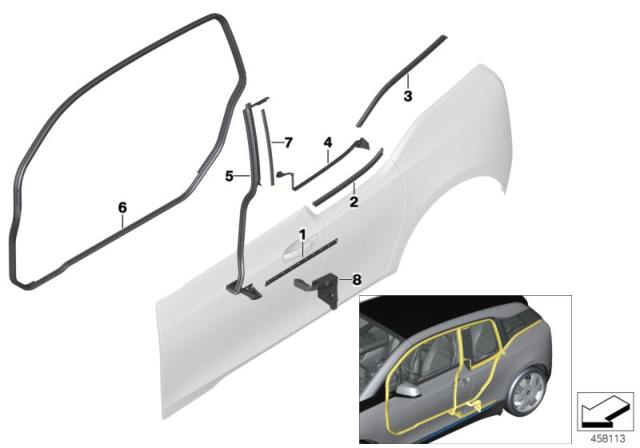 2014 BMW i3 Finisher B-Pillar, Outer Left Diagram for 51357288985