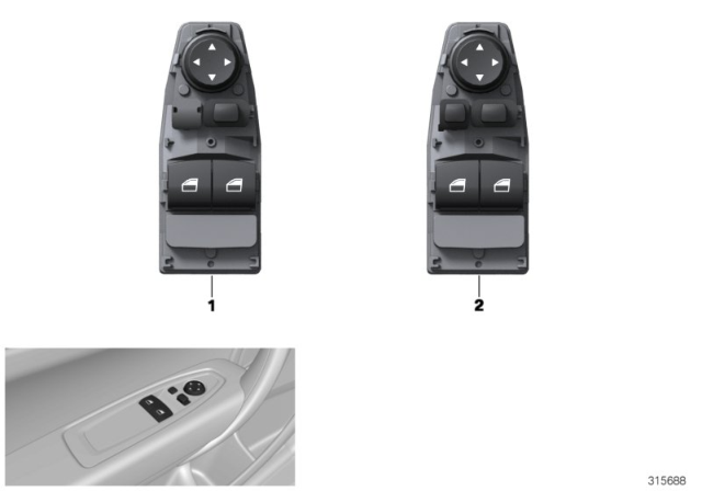 2019 BMW M4 Switch, Window Lifter, Driver's Side Diagram 1