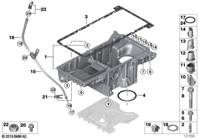 2004 BMW X5 Oil Pan Part, Oil Level Indicator Diagram 2