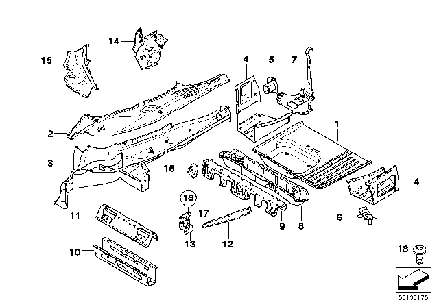 2008 BMW X3 Mounting Parts For Trunk Floor Panel Diagram