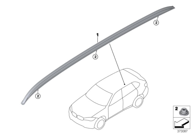 2018 BMW X5 Retrofit, Roof Rails Diagram