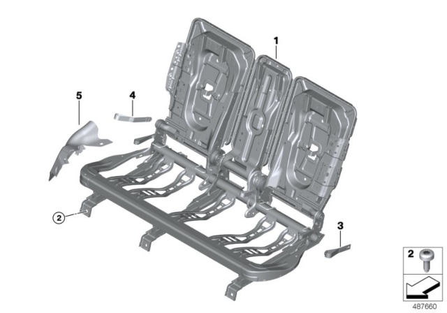 2019 BMW X1 Seat, Rear, Seat Frame Diagram 2