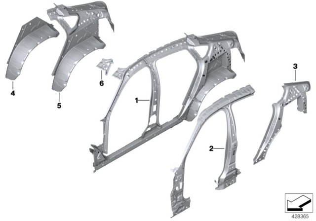 2016 BMW X6 Single Components For Body-Side Frame Diagram