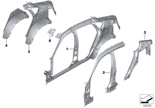 2018 BMW X6 M Reinforcement, C-Pillar, Outer Right Diagram for 41217352072