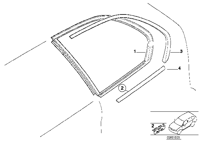 2003 BMW X5 Finisher, Side Window, Rear Left Diagram for 51368408455