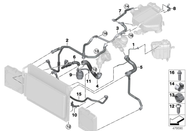 2015 BMW M4 Cooling System Coolant Hoses Diagram