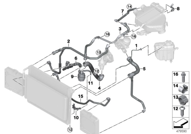 2018 BMW M3 Cooling System Coolant Hoses Diagram