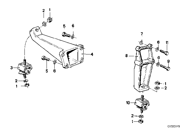 1979 BMW 320i Rubber Mounting Right Diagram for 11811175103