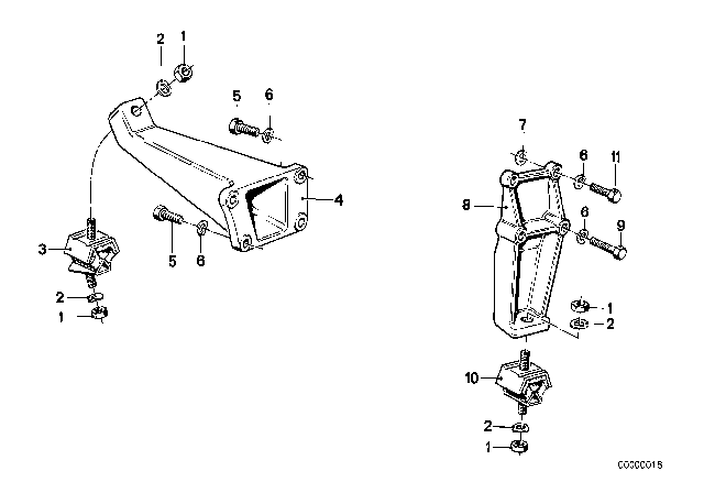 1982 BMW 320i Engine Suspension / Damper Diagram 2