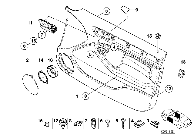 2001 BMW 325xi Door Trim Panel Diagram 1