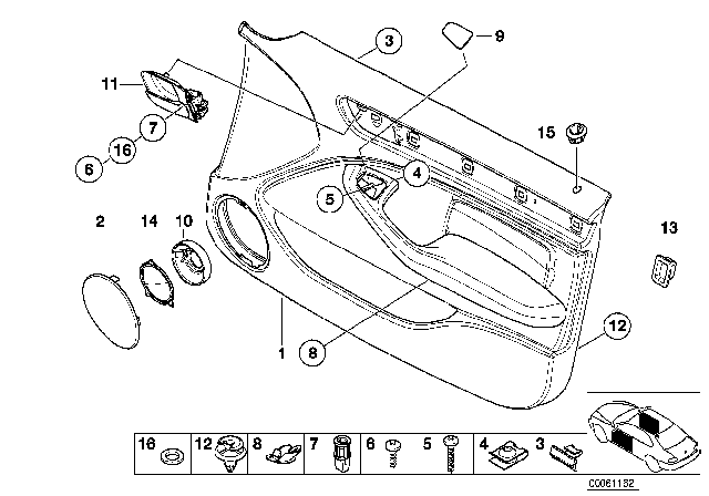 2001 BMW 330i Door Trim Panel, Front Left Diagram for 51418224595