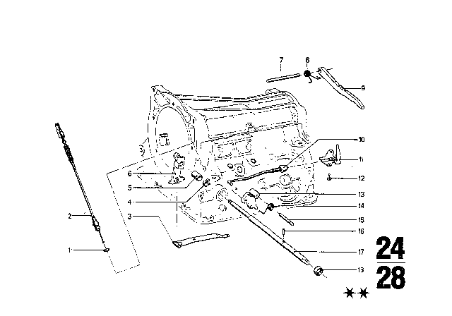 1973 BMW 3.0S Gear Shift / Parking Lock (Bw 65) Diagram