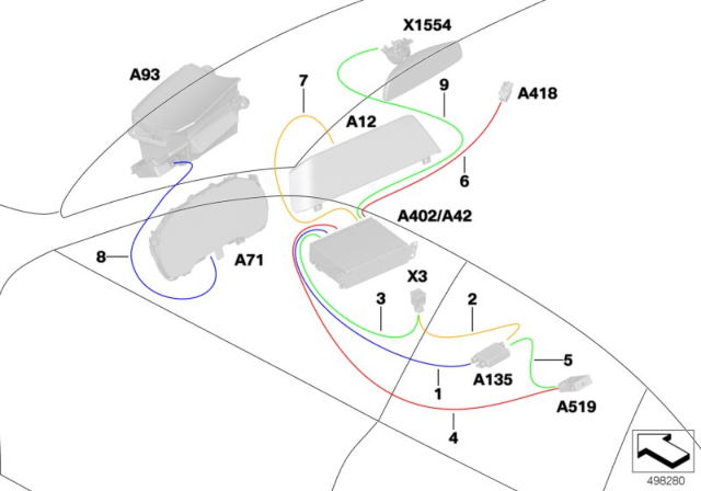 2020 BMW 330i xDrive HSD CABLE HU - CID Diagram for 61118719638