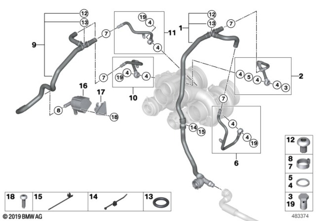 2013 BMW X5 M Cooling System, Turbocharger Diagram