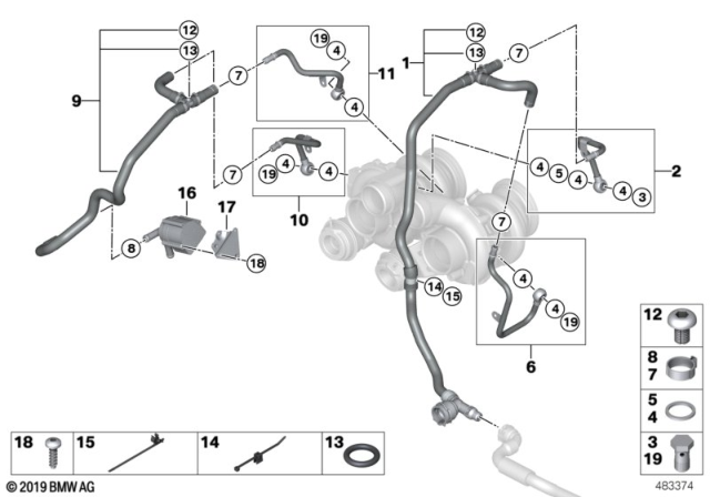 2012 BMW X6 M Cooling System, Turbocharger Diagram