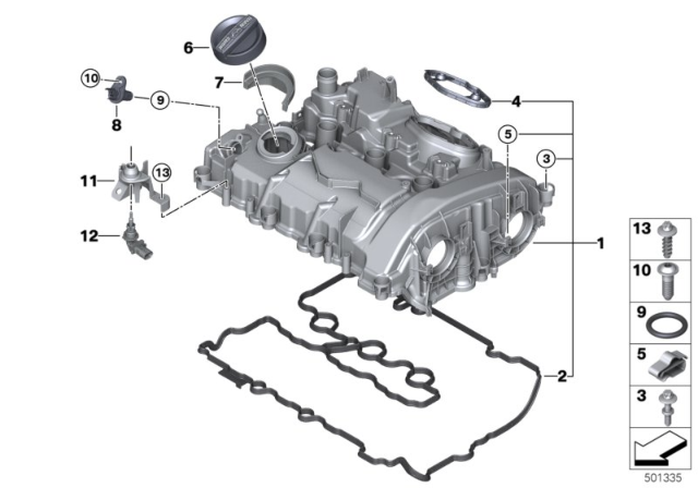 2017 BMW i8 Cylinder Head Cover Diagram for 11122404440