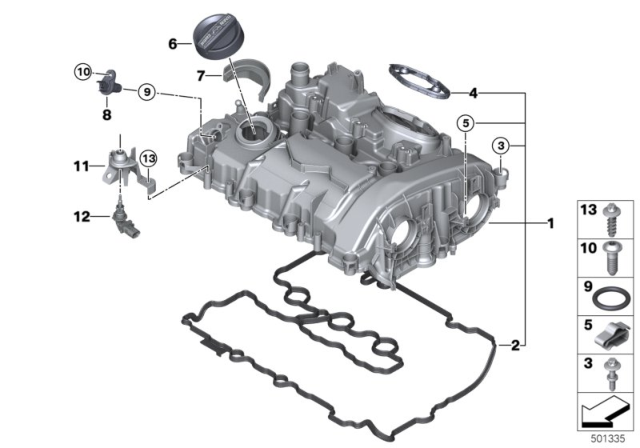 2014 BMW i8 Cylinder Head Cover Diagram